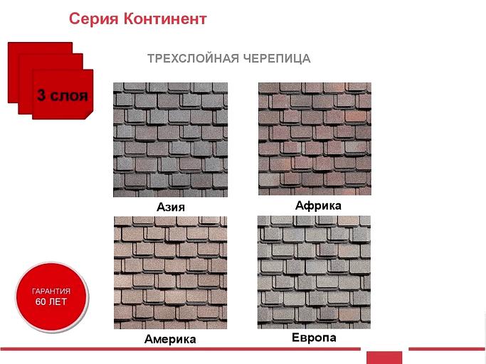 Гибкая черепица Shinglas серии «Континент» трёхслойная опт фото 2