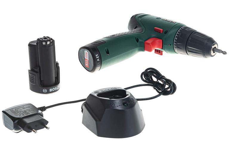 Дрель-шуруповерт аккумуляторная Bosch EasyDrill 1200 (2 акк.), набор сверл и бит фото 1