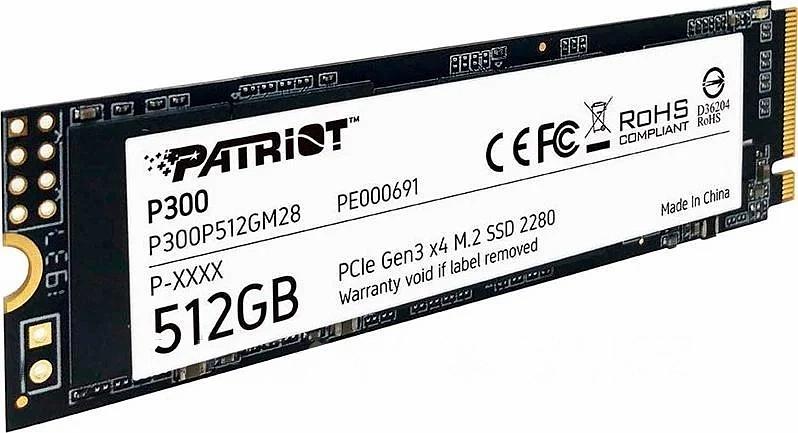 Жёсткий диск SSD Patriot 512Gb 1700/1200 Mb/s PCI-E x4 M.2 2280 (P300P512GM28) ОПТ фото 1