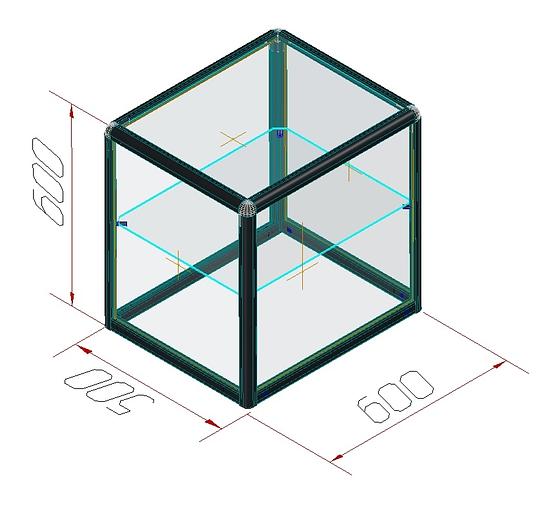 Настольная витрина из алюминиевого профиля 0.6х0.5х0,6 м фото 3