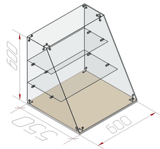 Настольная нейтральная кондитерская витрина 2 полки фасад с наклоном фото 3