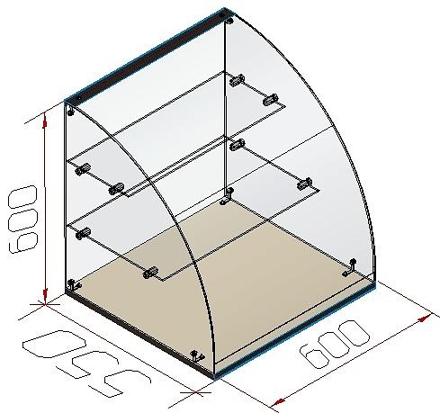 Настольная нейтральная кондитерская витрина 2 полки гнутый фасад фото 3