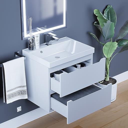 Тумба под раковину для ванной Uperwood Tanos 60 см, подвесная, белая матовая фото 5