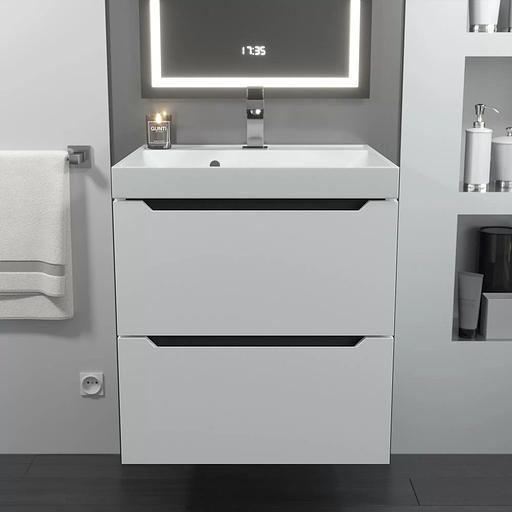 Тумба под раковину для ванной Uperwood Tanos 50 см, подвесная, белая/графит фото 4