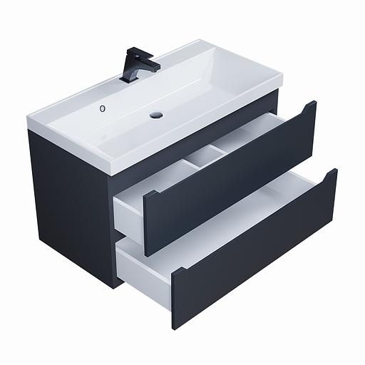 Тумба под раковину для ванной Uperwood Tanos 90 см, подвесная, черная матовая фото 9