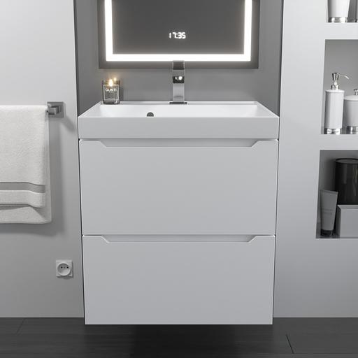 Тумба с раковиной для ванной Uperwood Tanos 50 см, подвесная, матовая, белая фото 3
