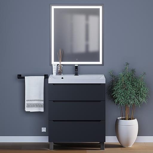 Тумба под раковину для ванной Uperwood Tanos 70 см, напольная, черная матовая, 3 ящика фото 3