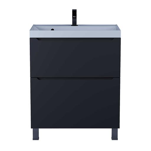 Тумба под раковину для ванной Uperwood Tanos, 70 см, напольная, черная матовая, 2 ящика фото 3