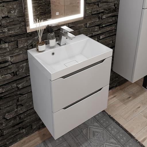 Тумба под раковину для ванной Uperwood Tanos New 50 см, подвесная, белая/графит фото 2