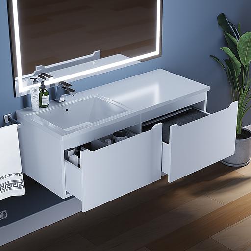 Тумба под раковину для ванной Uperwood Tanos 120 см, подвесная, левая, белый фото 4