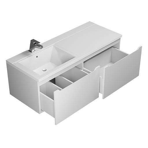 Тумба под раковину для ванной Uperwood Tanos 120 см, подвесная, левая, белый фото 6