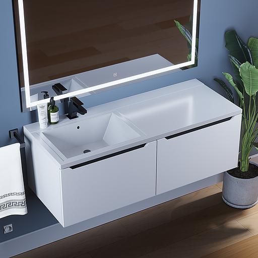 Тумба под раковину для ванной Uperwood Tanos 120 см, подвесная, левая, белый/графит фото 3