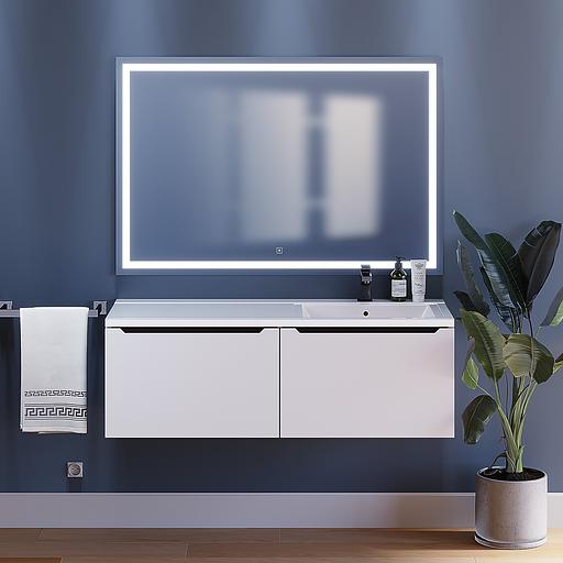 Тумба под раковину для ванной Uperwood Tanos 120 см, подвесная, правая, белый/графит фото 1