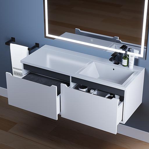 Тумба под раковину для ванной Uperwood Tanos 120 см, подвесная, правая, белый/графит фото 4