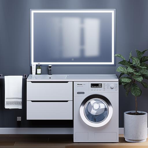 Тумба под стиральную машину Uperwood Tanos 60 см, подвесная, белый/графит фото 1