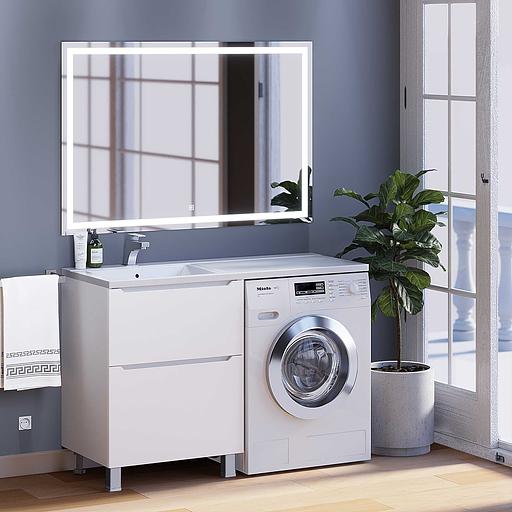 Тумба под стиральную машину Uperwood Tanos 60 см, напольная, белая, 2 ящика фото 2