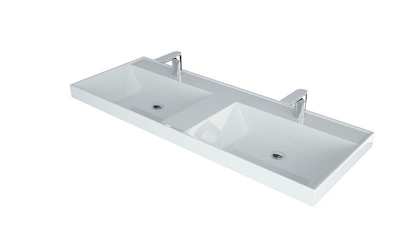 Раковина для ванной полувстраиваемая двойная Uperwood Classic 120 см, прямоугольная фото 3