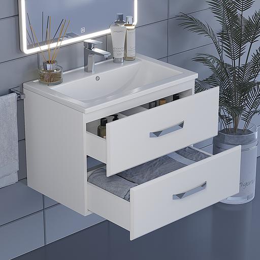 Тумба под раковину для ванной Uperwood Foster 70 см, подвесная, белая фото 5