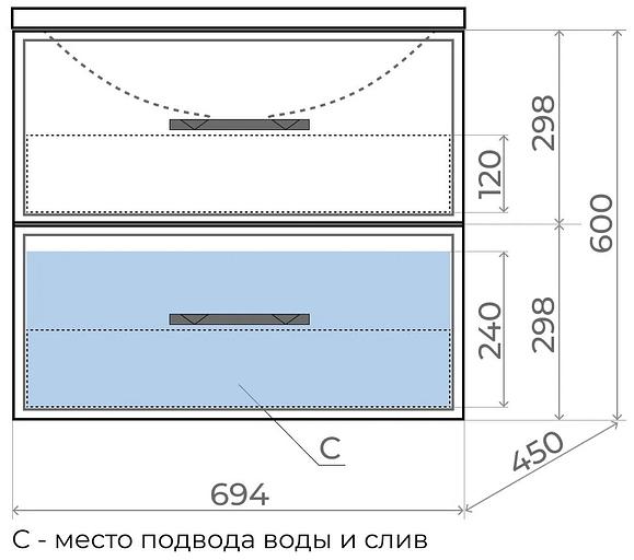 Тумба под раковину для ванной Uperwood Foster 70 см, подвесная, белая фото 9