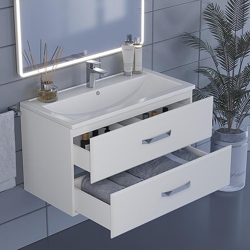 Тумба под раковину для ванной Uperwood Foster 90 см, подвесная, белая фото 5