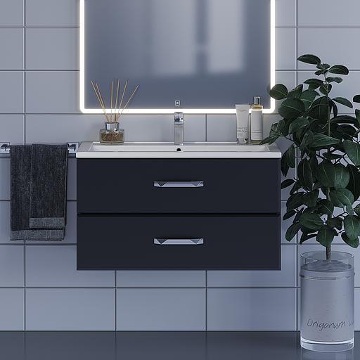 Тумба под раковину для ванной Uperwood Foster 90 см, подвесная, черная фото 1