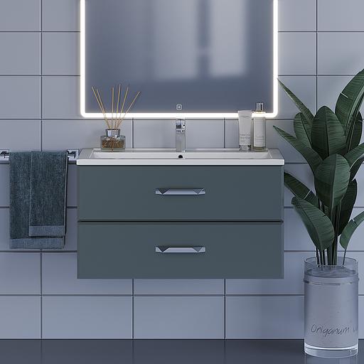 Тумба под раковину для ванной Uperwood Foster 90 см, подвесная, серый графит фото 1