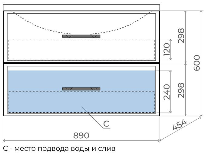 Тумба под раковину для ванной Uperwood Foster 90 см, подвесная, серый графит фото 10