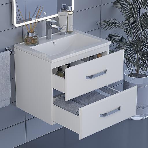 Тумба с раковиной для ванной Uperwood Foster 60 см, подвесная, белая фото 5