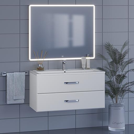 Тумба с раковиной для ванной Uperwood Foster 100 см, подвесная, белая фото 4
