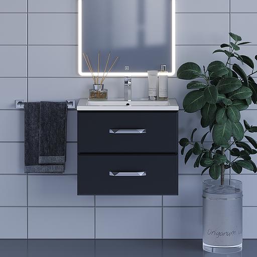 Тумба с раковиной для ванной Uperwood Foster 60 см, подвесная, черная фото 3