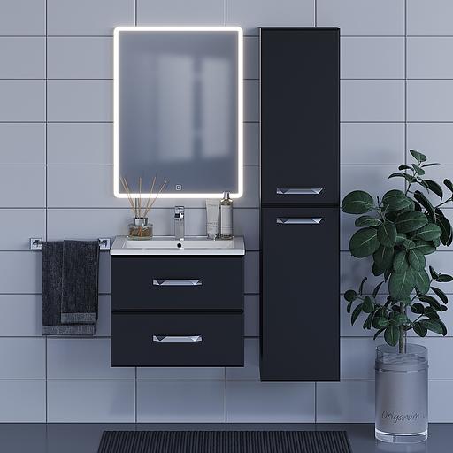 Тумба с раковиной для ванной Uperwood Foster 60 см, подвесная, черная фото 5