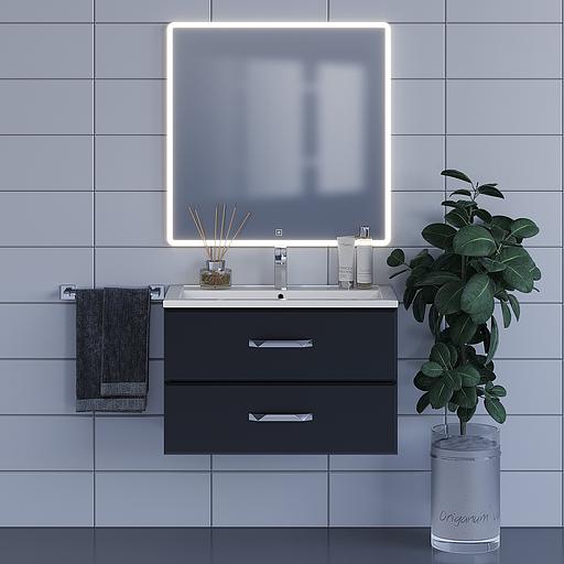 Тумба с раковиной для ванной Uperwood Foster 80 см, подвесная, черная фото 4