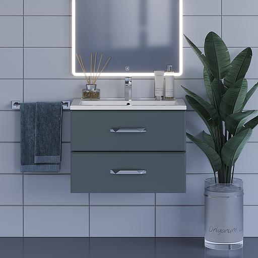 Тумба с раковиной для ванной Uperwood Foster 70 см, подвесная, серый графит фото 7