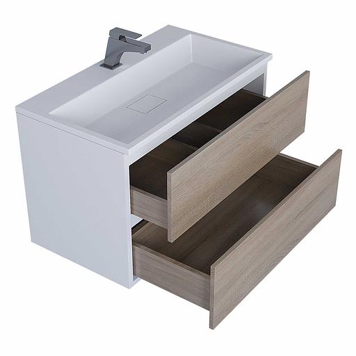 Тумба под раковину для ванной Uperwood Barsa 80 см, подвесная, белая/дуб сонома фото 6