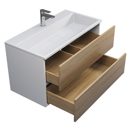 Тумба под раковину для ванной Uperwood Barsa 90 см, подвесная, белая/дуб сонома фото 7
