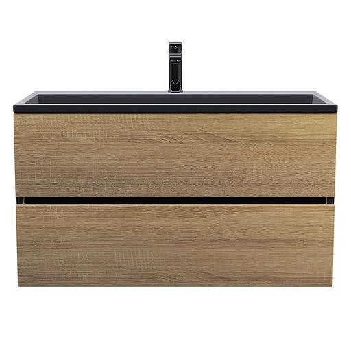 Тумба под раковину для ванной Uperwood Barsa 90 см, подвесная, черная/дуб сонома фото 8