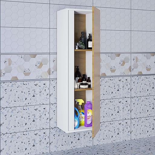 Шкаф-пенал для ванной Uperwood Barsa 35*28*120 см, подвесной, белый/дуб сонома фото 2