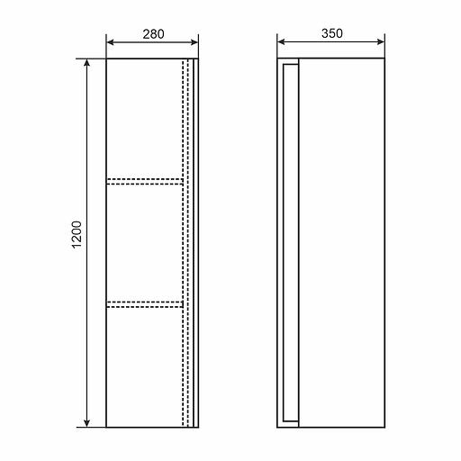 Шкаф-пенал для ванной Uperwood Barsa 35*28*120 см, подвесной, черный/дуб сонома фото 6