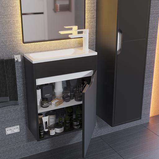 Тумба под раковину для ванной Uperwood Modul 50 см, подвесная, матовая, черная фото 3