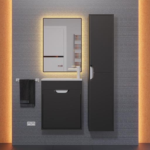 Тумба под раковину для ванной Uperwood Modul 50 см, подвесная, матовая, черная фото 4