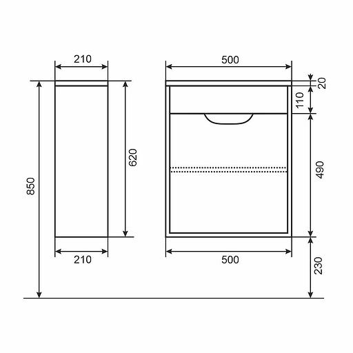 Тумба под раковину для ванной Uperwood Modul 50 см, подвесная, матовая, черная фото 7