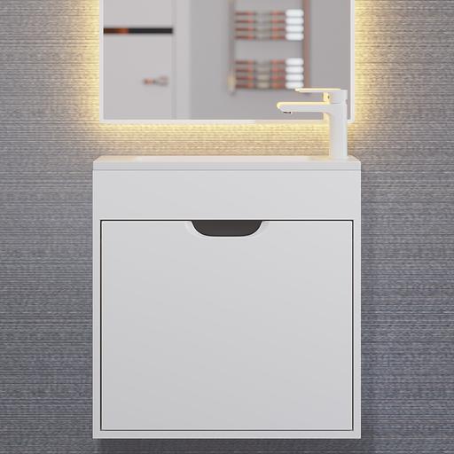 Тумба под раковину для ванной Uperwood Modul 60 см, подвесная, матовая, белая/графит фото 1
