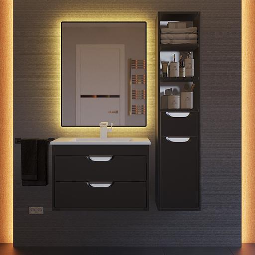 Тумба под раковину для ванной Uperwood Modul 65 см, подвесная, матовая, черная фото 9