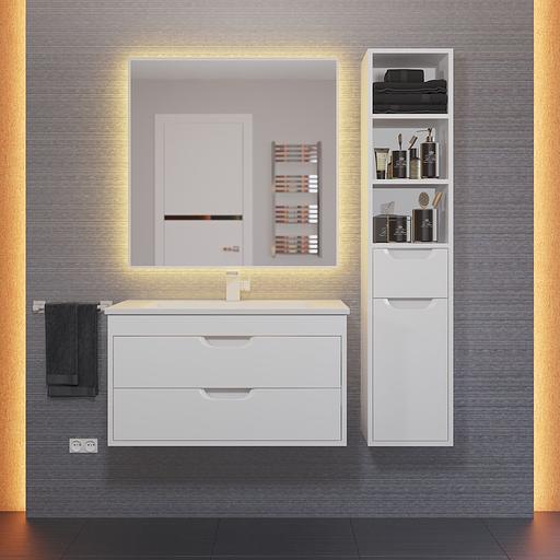 Тумба под раковину для ванной Uperwood Modul 80 см, подвесная, глянцевая, белая фото 8