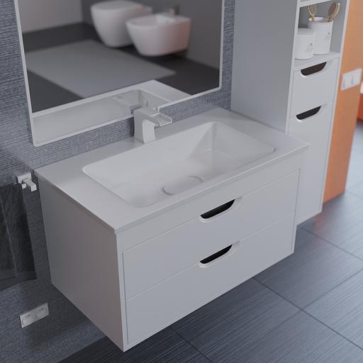 Тумба под раковину для ванной Uperwood Modul 80 см, подвесная, матовая, белая фото 4