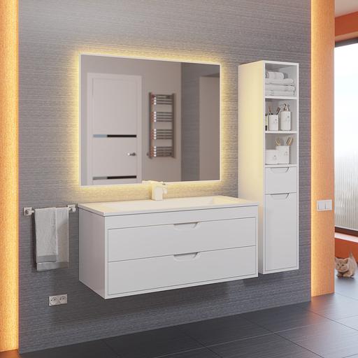 Тумба под раковину для ванной Uperwood Modul 100 см, подвесная, глянцевая, белая фото 8