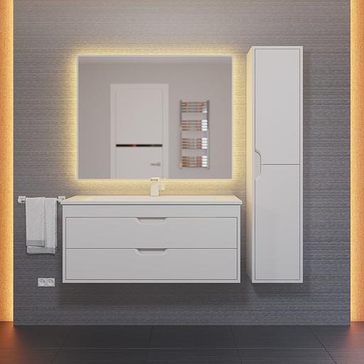 Тумба под раковину для ванной Uperwood Modul 100 см, подвесная, глянцевая, белая фото 9