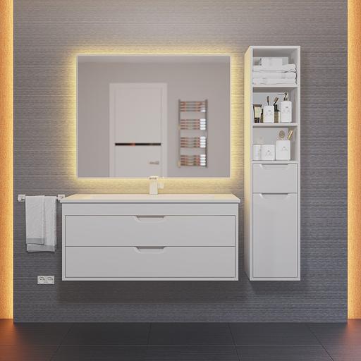 Тумба под раковину для ванной Uperwood Modul 100 см, подвесная, глянцевая, белая фото 10