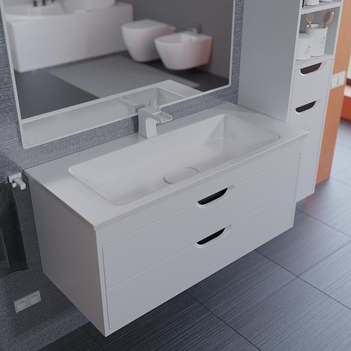 Тумба под раковину для ванной Uperwood Modul 100 см, подвесная, матовая, белая/графит фото 3