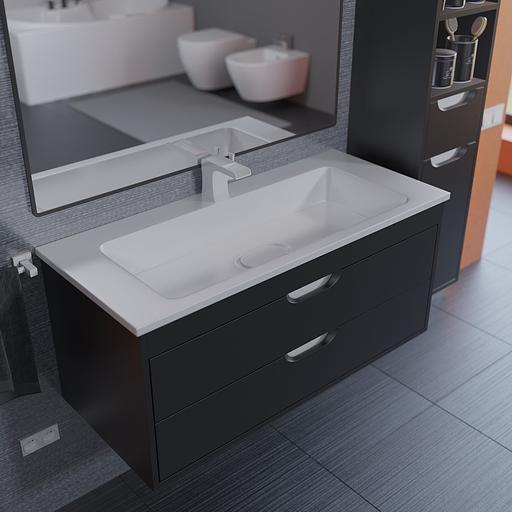 Тумба под раковину для ванной Uperwood Modul 100 см, подвесная, матовая, черная фото 4